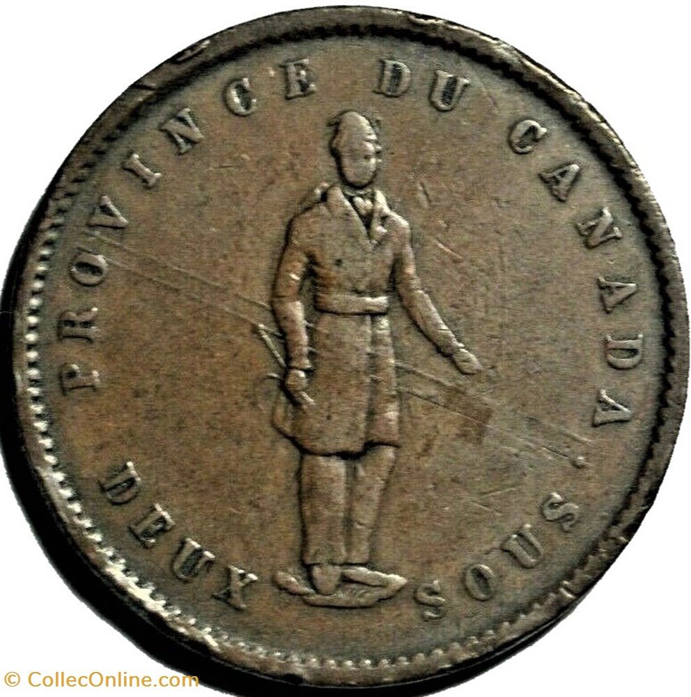 Quebec Deux Sous 1852 - One Penny Token Bank - Canadian Province monnaie monde canadum quebec deux sous 1852 one penny token bank canadian province
