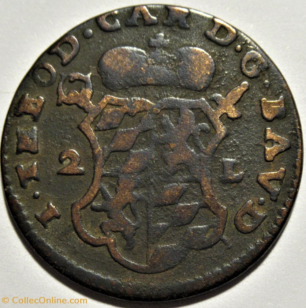 monnaies europe medievale saint empire romain germanique 1752 jean theodore de baviere 2 liards principaute de liege