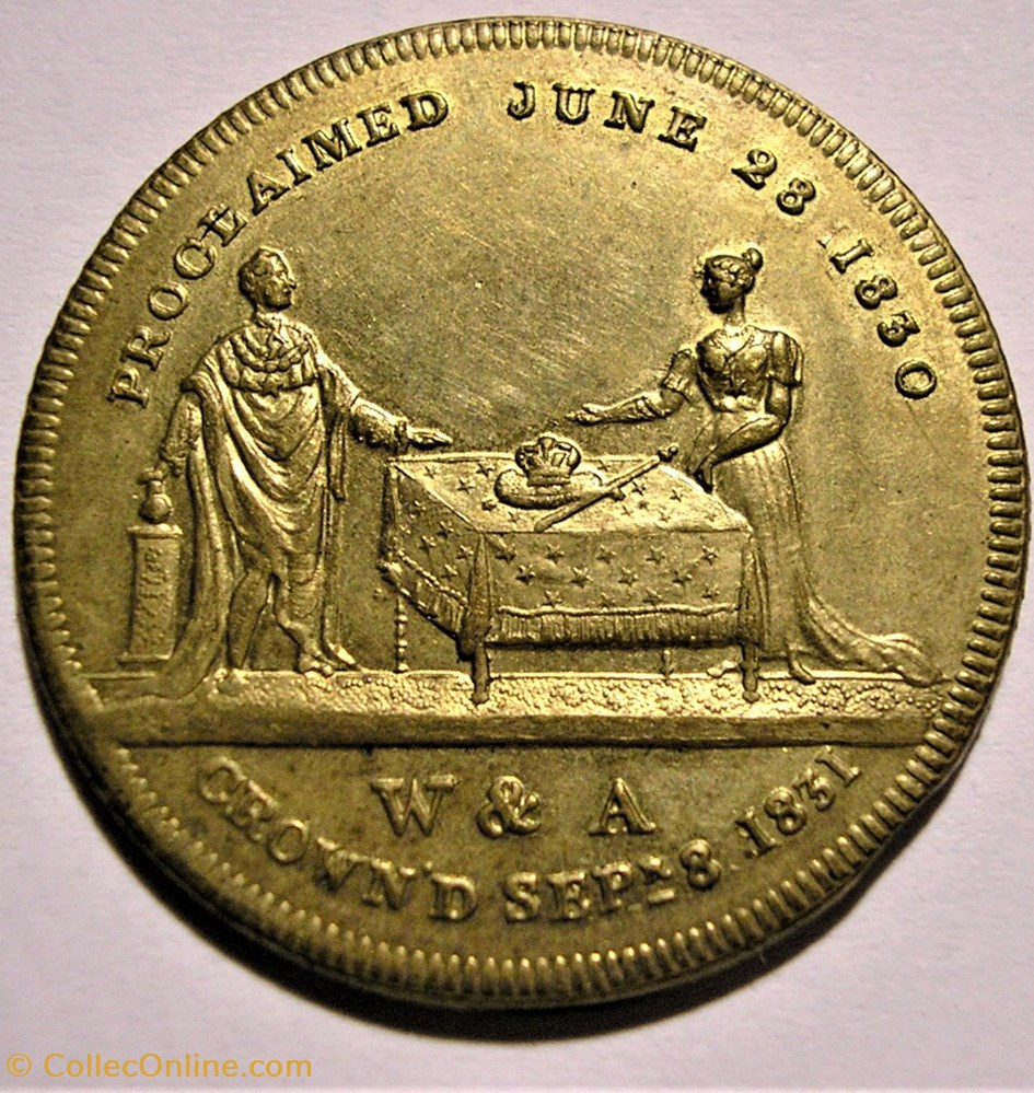 William IV & Adelaide - 1831 Coronation Token, Great Britain 2 monnaie jeton mereaux william iv adelaide 1831 coronation token great britain