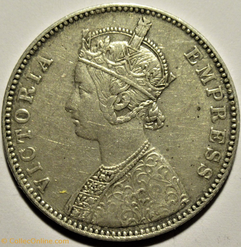 Victoria - One Rupee 1885 Bombay - British India 2 monnaies monde inde victoria one rupee 1885 bombay british india