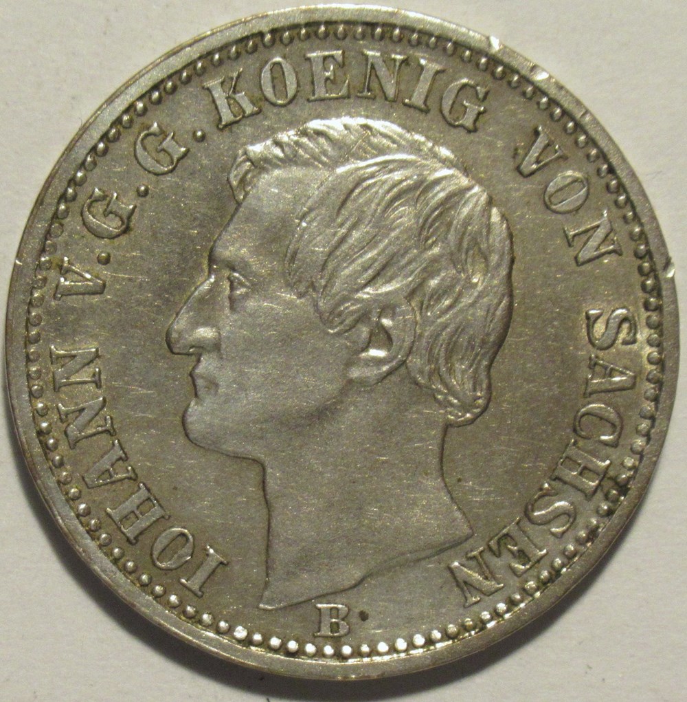 Johann I - 1/6 Vereinsthaler 1869 Dresden, Kingdom of Saxony monnaies europe medievale saint empire romain germanique johann i 1 6 vereinsthaler 1869 dresden kingdom of saxony