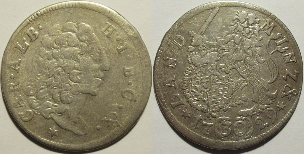 monnaies europe medievale saint empire romain germanique karl albrecht 30 kreuzer 1729 electorate of bavaria