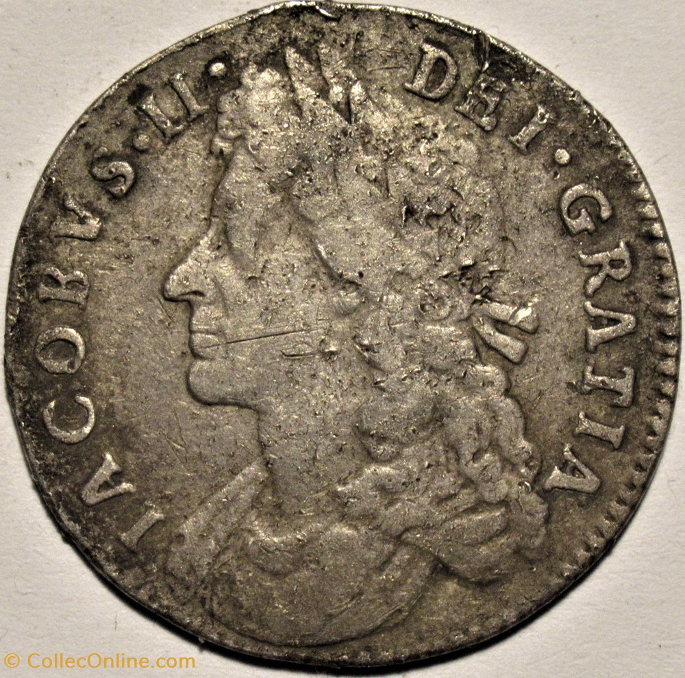 James II Stuart - One Shilling 1686 - Kingdom of England monnaies europe medievale royaume angleterre james ii stuart one shilling 1686 kingdom of england