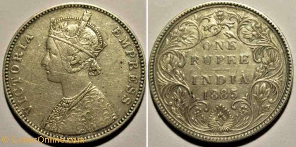 Victoria - One Rupee 1885 Bombay - British India monnaies monde inde victoria one rupee 1885 bombay british india