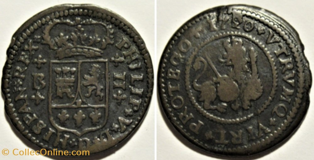 monnaies europe medievale royaume espagne 1720 barcelona 2 maravedis felipe v