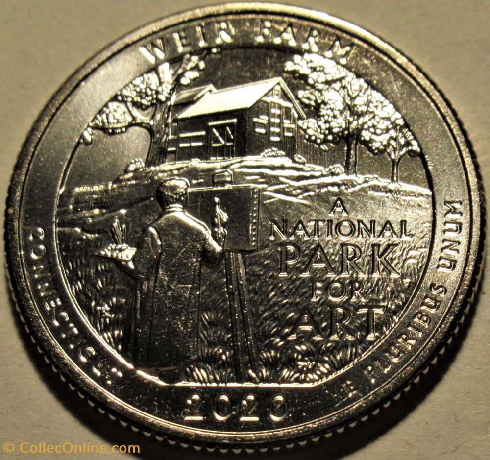 Weir Farm Nt. Historic Site - 2020 P Quarter Dollar - Connecticut State 2 monnaies monde etats unis weir farm nt historic site 2020 p quarter dollar connecticut state
