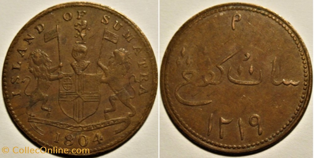 King George III - 1 Keping 1804 Sumatra monnaies monde indonesie king george iii 1 keping 1804 sumatra