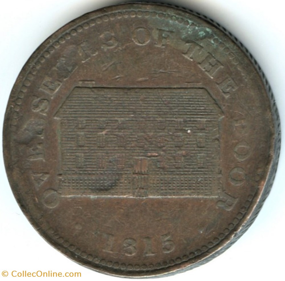 monnaies monde royaume uni 1815 one penny token sheffield workhouse