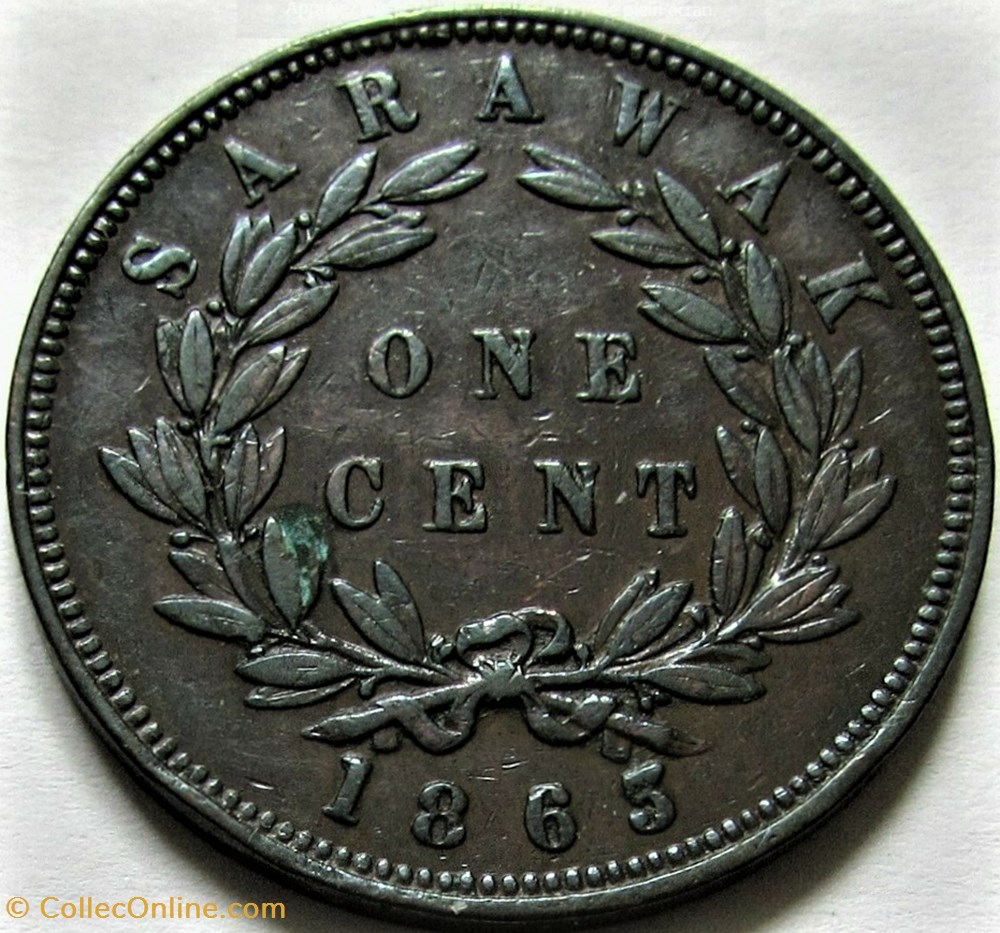 James Brooke - One Cent 1863 3 monnaies monde malaisie james brooke one cent 1863