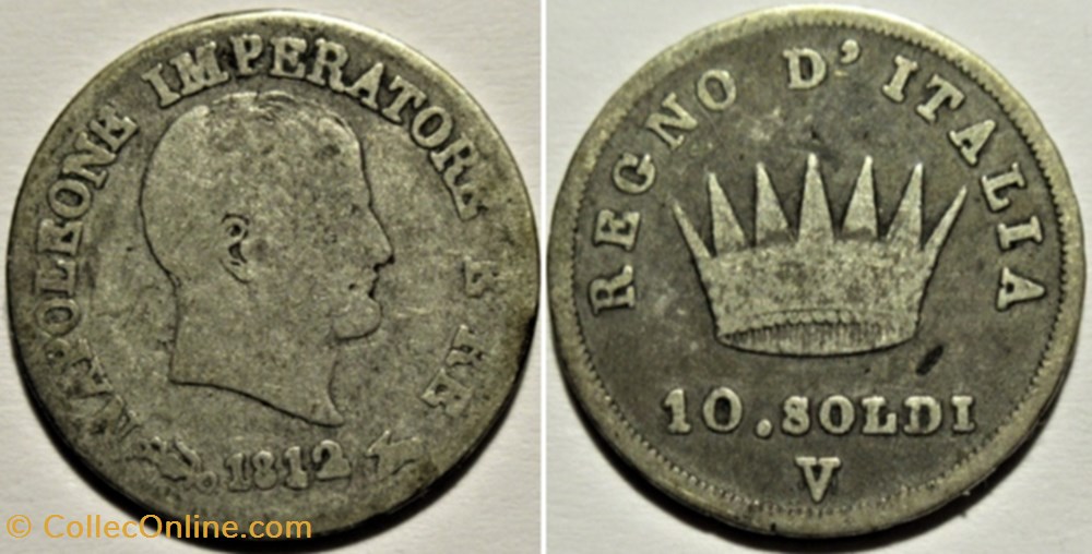1812 Regno d'Italia, 10 Soldi Venezia - Napoleone I monnaies monde italie 1812 regno italia 10 soldi venezia napoleone i