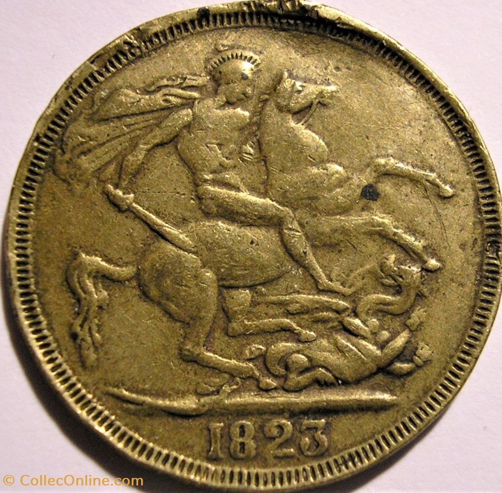 George IV - Double Sovereign 1823 Token - Kingdom of Great Britain (ex.2) monnaie monde royaume uni george iv double sovereign 1823 token kingdom of great britain ex 2