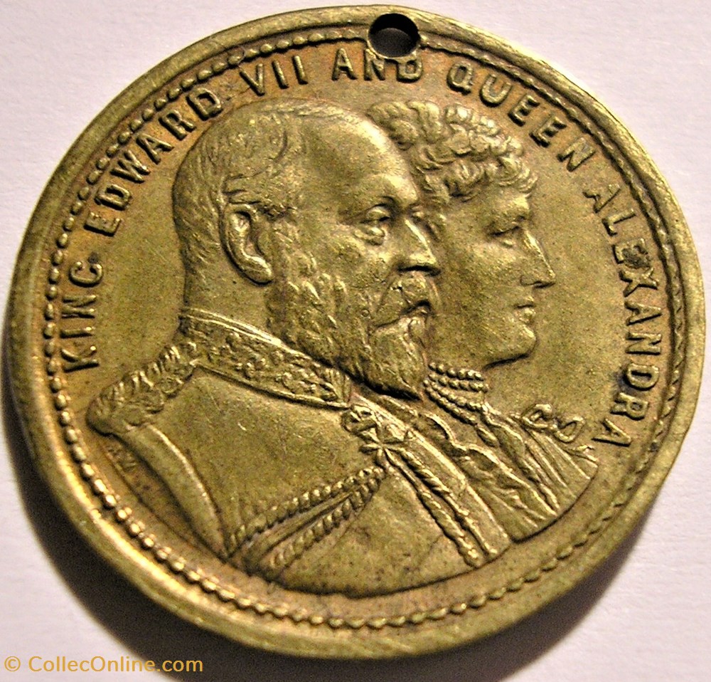 Edward VII & Alexandra - Gilt Token Coronation 1902 4 medaille royaume uni edward vii alexandra gilt token coronation 1902