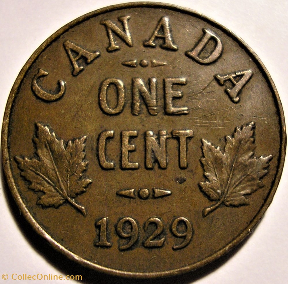 George V - 1 Cent 1929 monnaie monde canadum george v 1 cent 1929