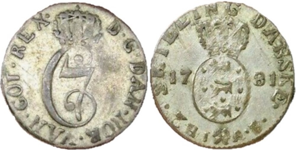 Christian VII of Denmark - 2 Skilling 1781 Kingd. of Norway monnaies europe medievale norvege christian vii of denmark 2 skilling 1781 kingd of norway