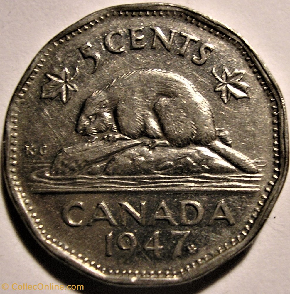 George VI - Five Cents 1947 ♣ monnaie monde canadum george vi five cents 1947