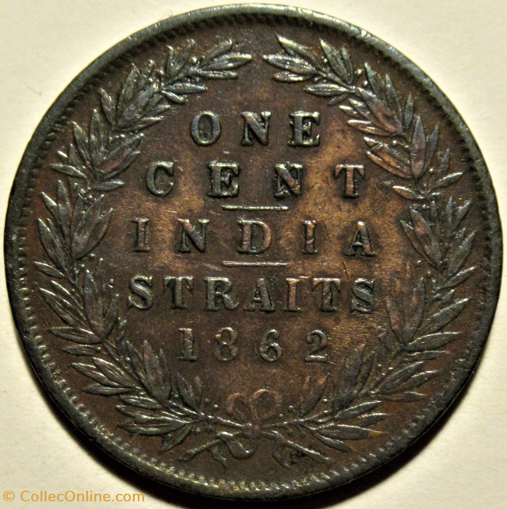 Victoria - One Cent 1862 - India, Straits Settlements (ex.2) 3 monnaies monde malaisie victoria one cent 1862 india straits settlements ex 2