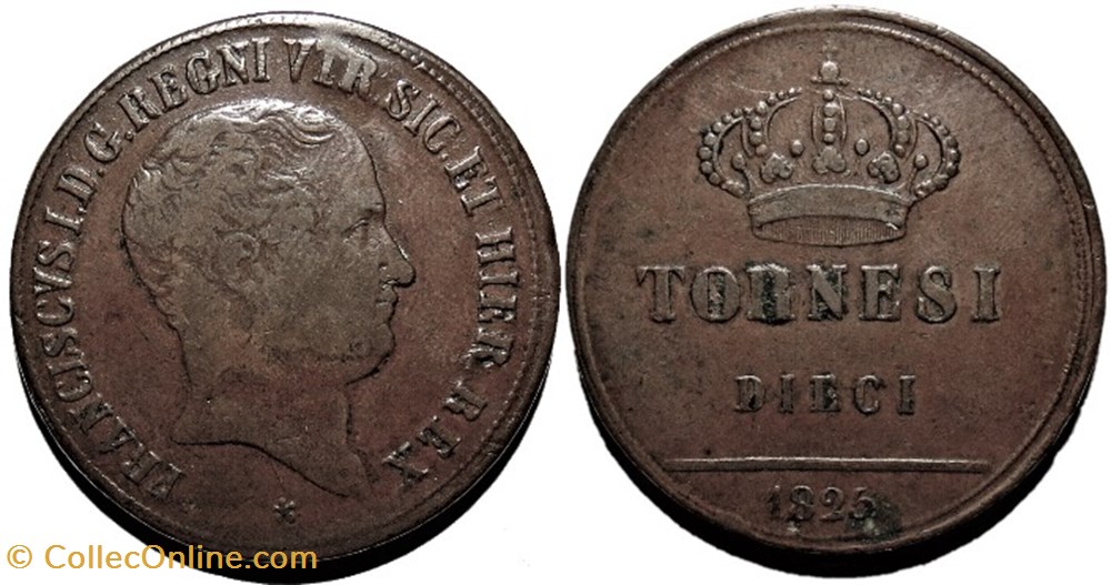1825 Regno delle Due Sicilie, 10 Tornesi - Francesco I (ex.2) monnaies monde italie 1825 regno delle due sicilie 10 tornesi francesco i ex 2