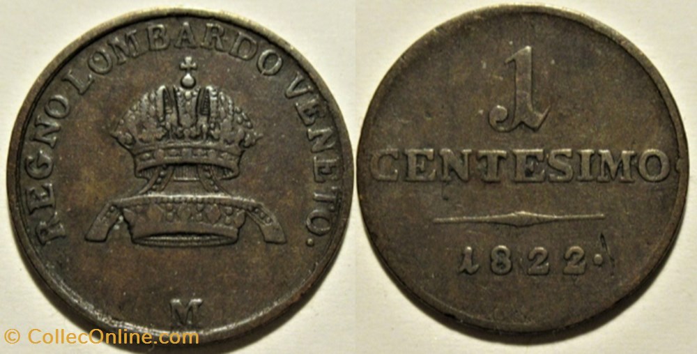 monnaies monde italie 1822 regno lombardo veneto 1 centesimo franz i asburgo lorena