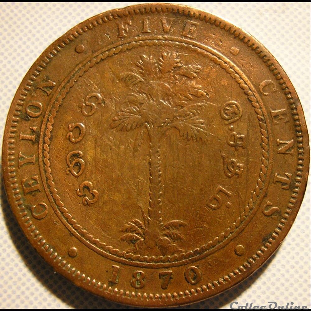 Victoria - Five Cents 1870 - Ceylon (ex.2) - Coins - World - Sri Lanka