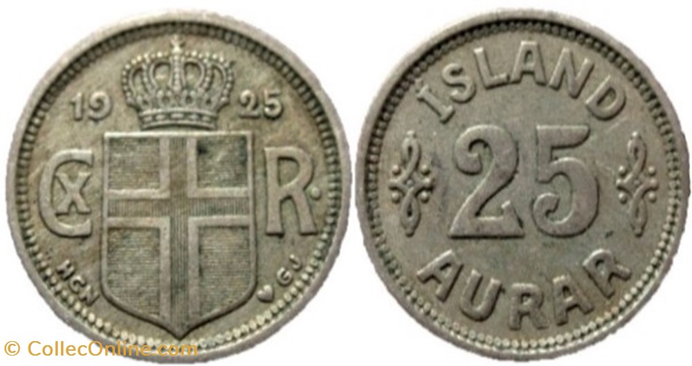 monnaies monde islande christian x of denmark 25 aurar 1925 iceland