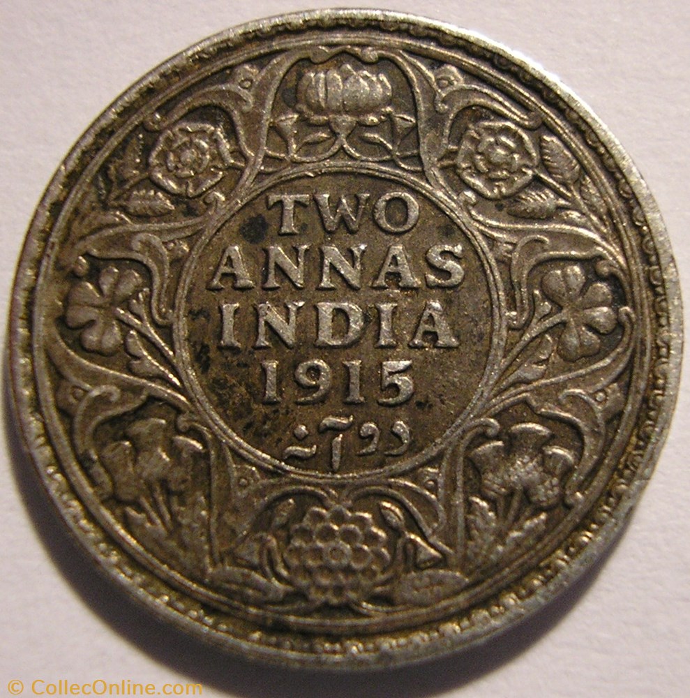 George V - 2 Annas 1915 Calcutta - British India monnaie monde inde george v 2 annas 1915 calcutta british india