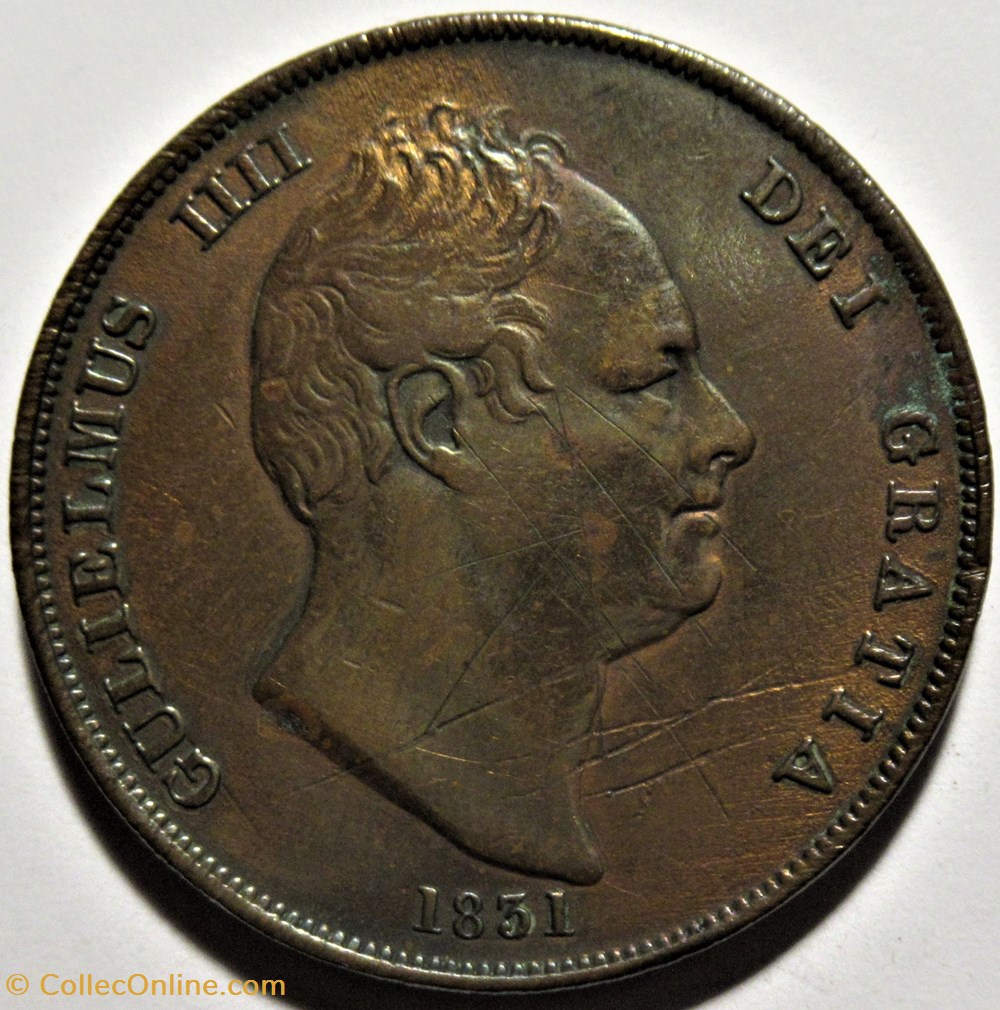 William IV - Penny 1831 Kingdom of Great Britain (ex.2) 2 monnaies monde royaume uni william iv penny 1831 kingdom of great britain ex 2