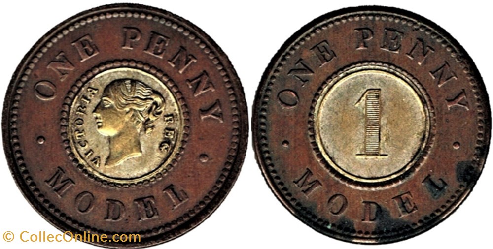 Victoria - Penny Model 1844 - Token - Filled Die error monnaie jeton mereaux victoria penny model 1844 token filled die error