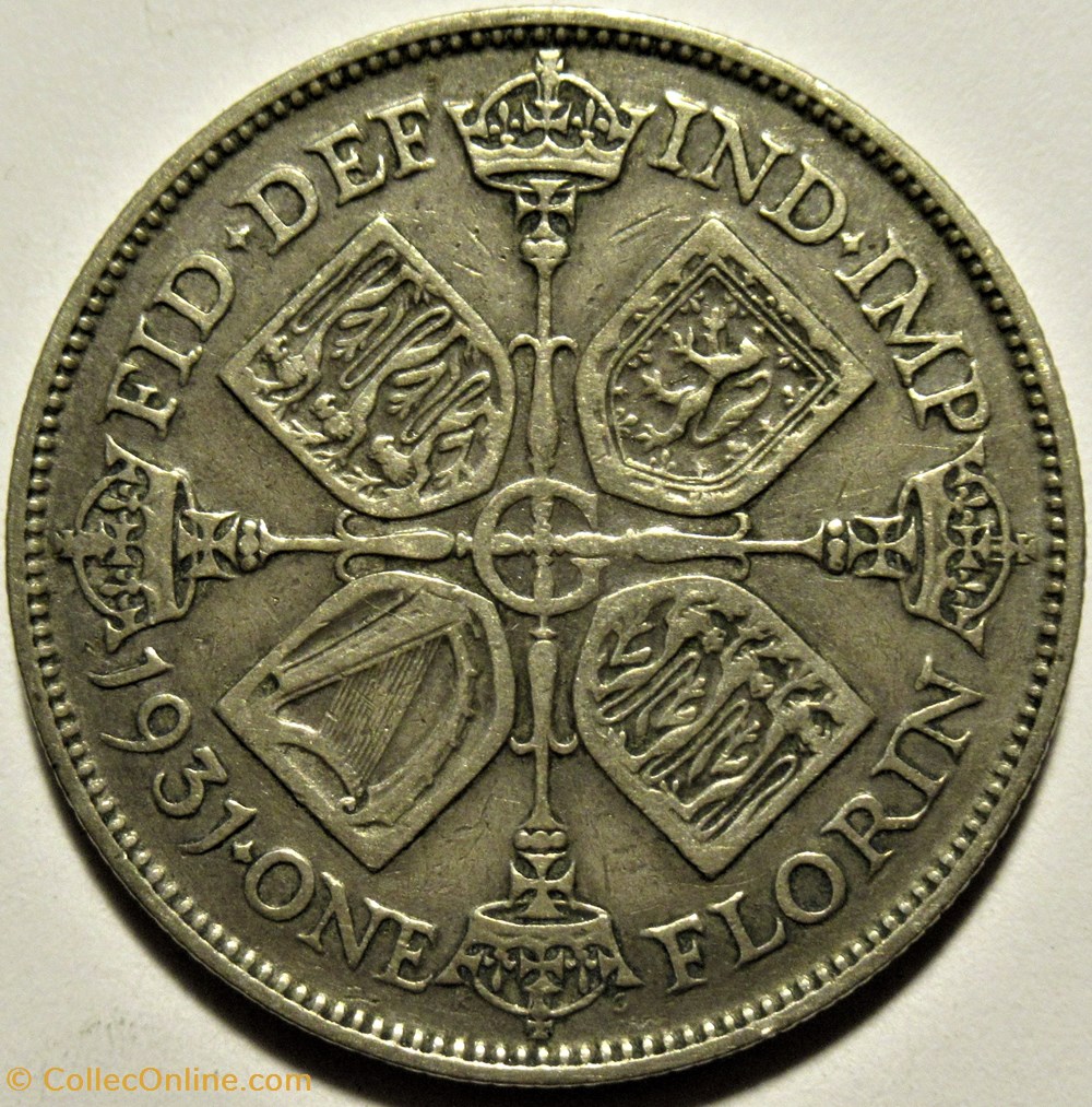 George V - One Florin 1931 - Great Britain 3 monnaies monde royaume uni george v one florin 1931 great britain
