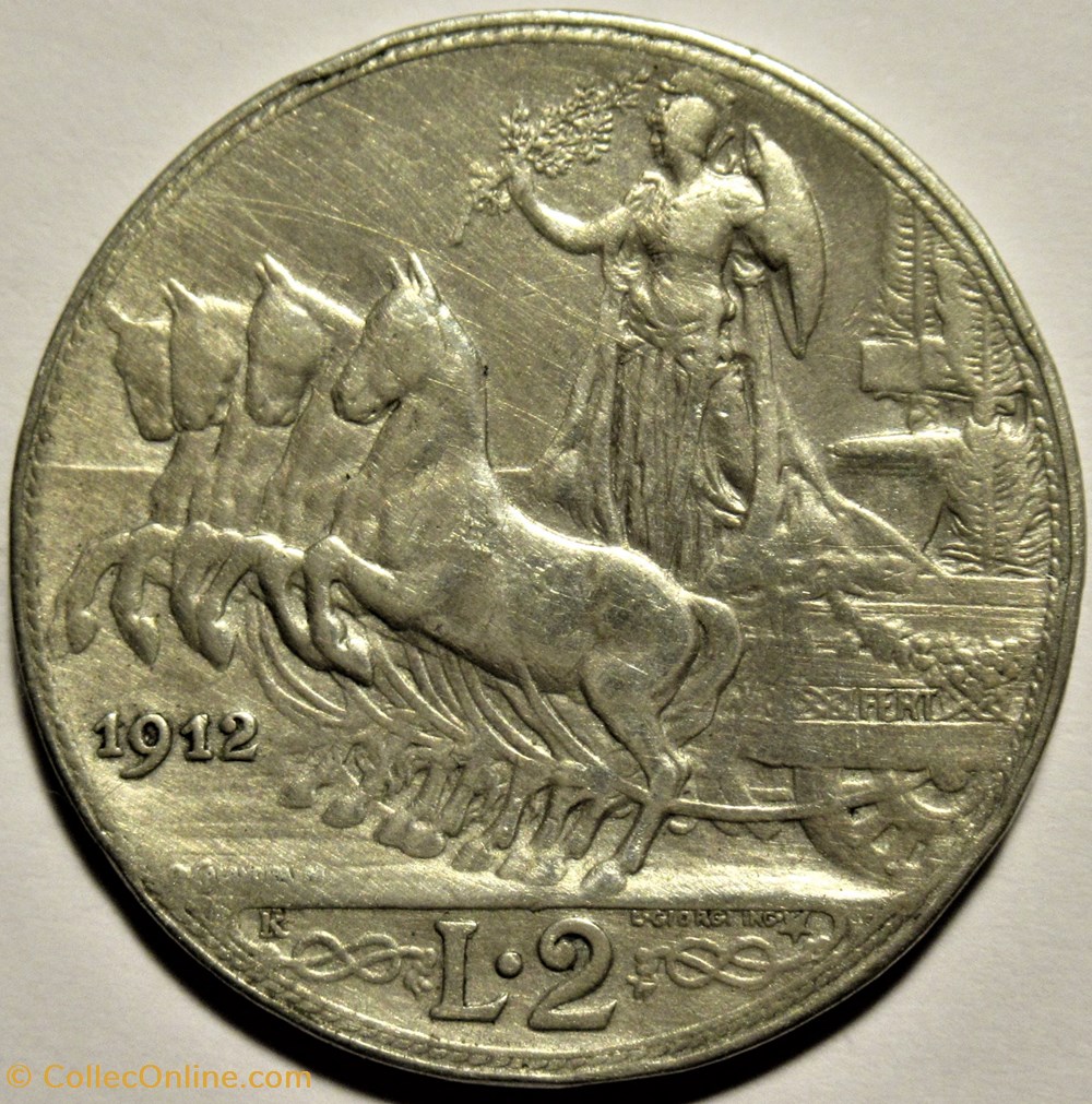 1912 Royaume d'Italie, 2 Lire, Roma - Vittorio Emanuele II 3 monnaies monde 1912 royaume italie 2 lire roma vittorio emanuele ii