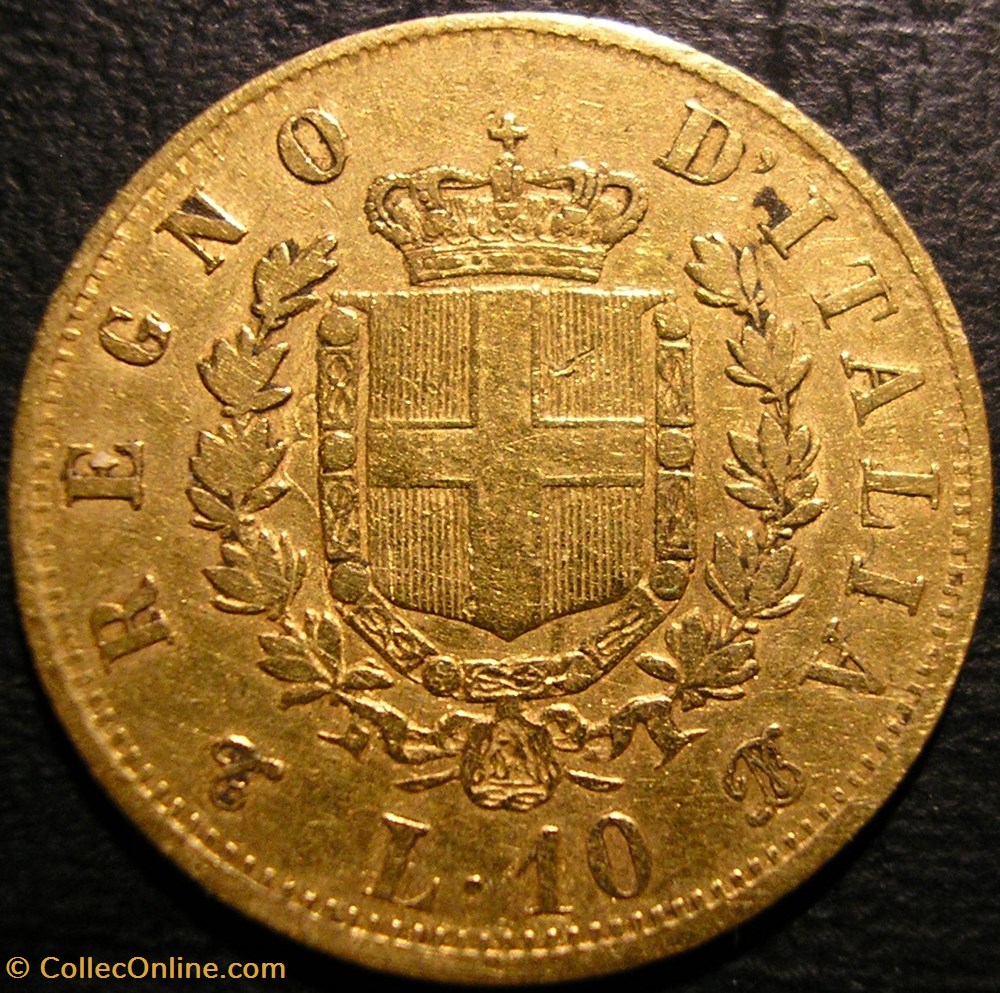 1863 Royaume d'Italie, 10 Lire, Torino - Vittorio Emanuele II monnaies monde 1863 royaume italie 10 lire torino vittorio emanuele ii