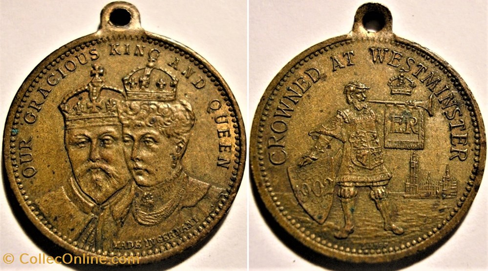 Edward VII & Alexandra - Medalet Lauer, the Crowning at Westminster in 1902, UK monnaie jeton mereaux edward vii alexandra medalet lauer the crowning at westminster in 1902 uk