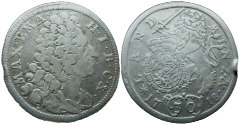 monnaies europe medievale saint empire romain germanique maximilian ii emanuel 30 kreuzer 1718 electorate of bavaria