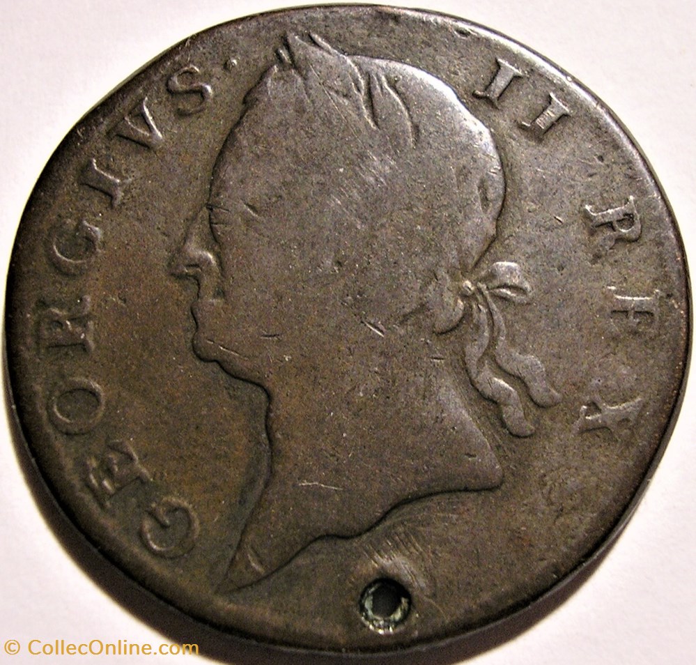 monnaies europe medievale royaume angleterre george ii half penny 1760 ireland