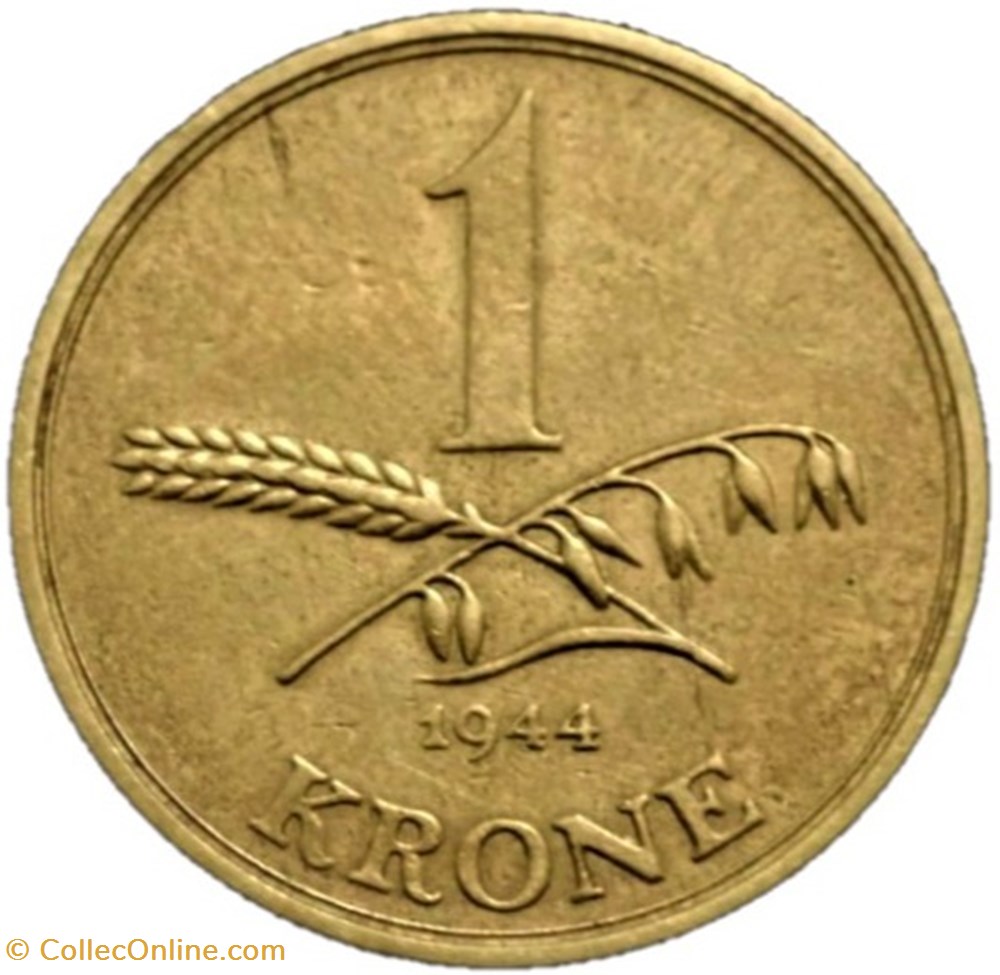 Christian X Denmark - 1 Krone 1944 monnaies monde danemark christian x denmark 1 krone 1944