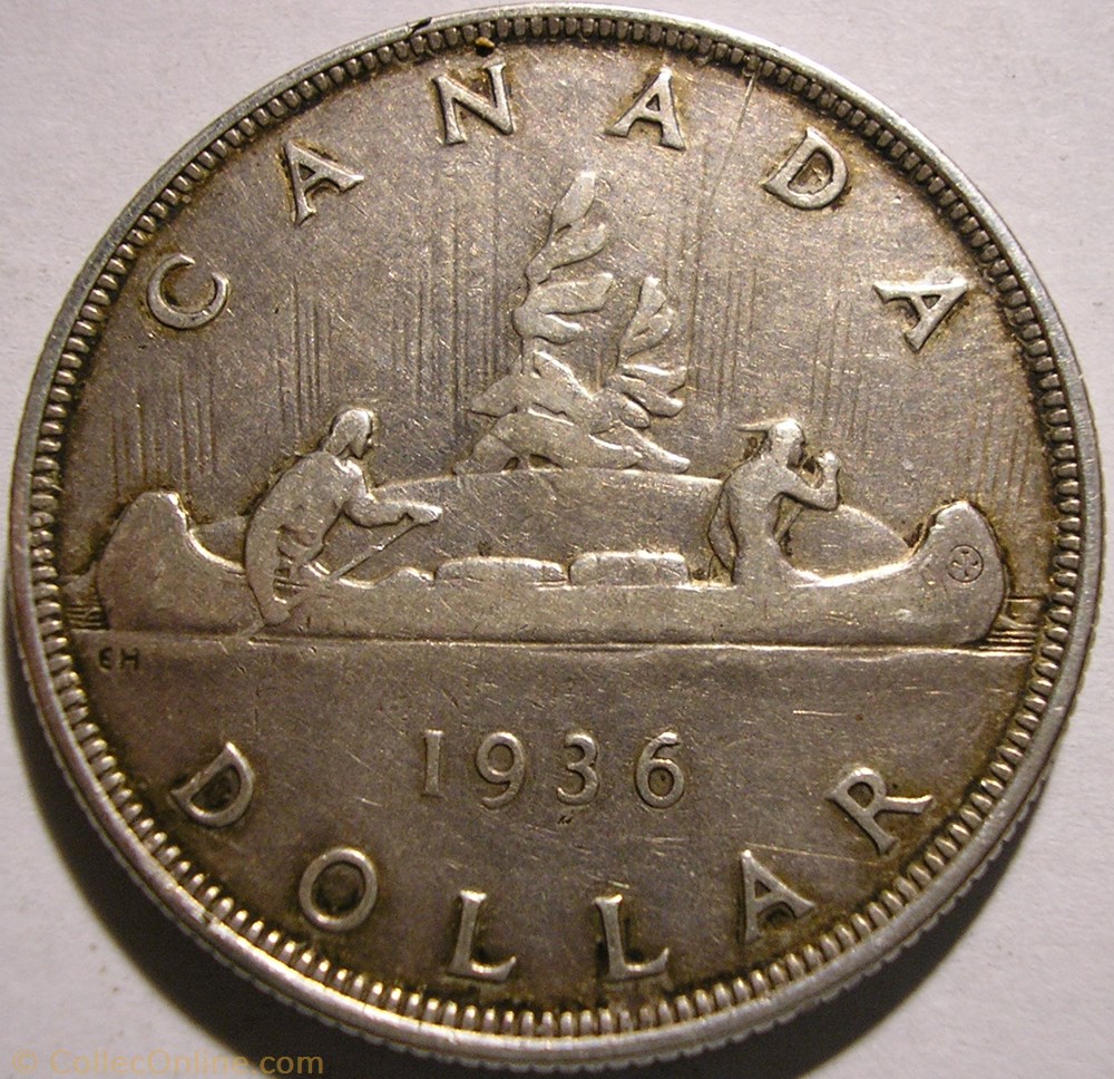 George V - 1 Dollar 1936 monnaie monde canadum george v 1 dollar 1936