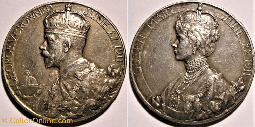 medaille royaume uni george v mary 1911 coronation official silver medal uk