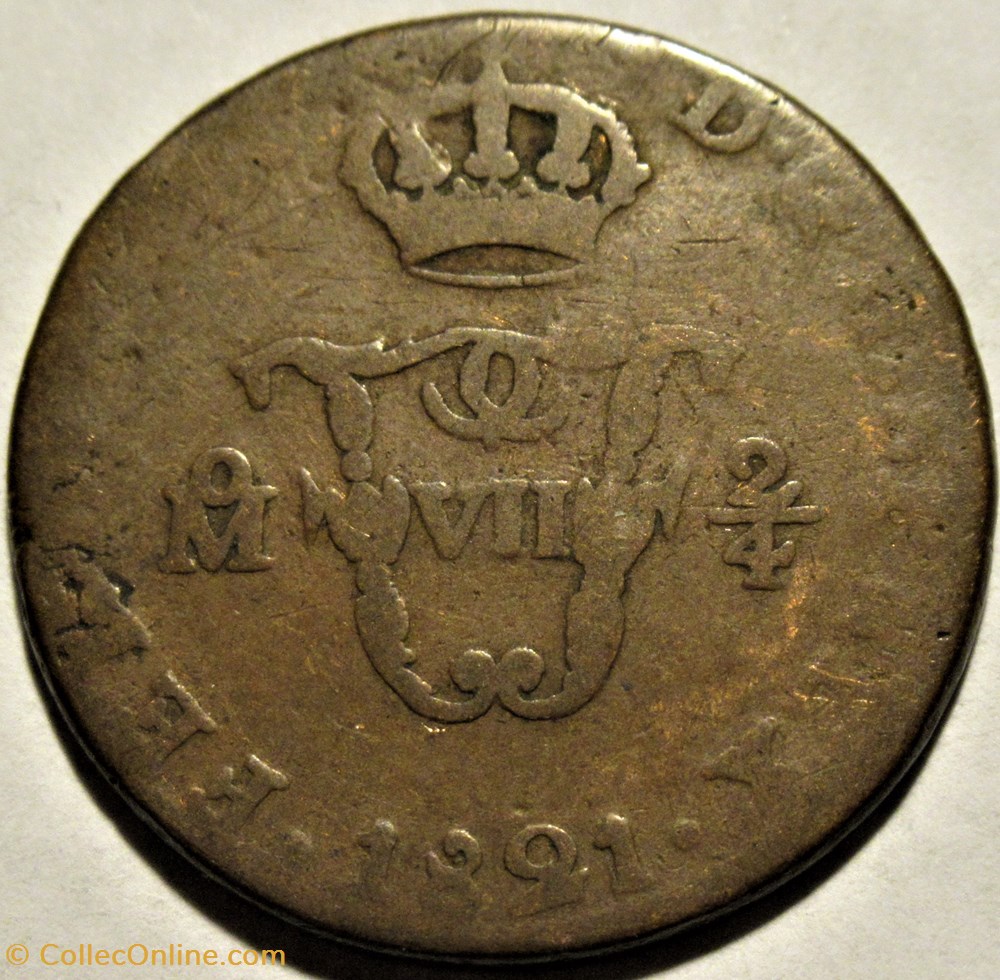 1821 México - ¼ Real "Señal" - Fernando VII de España 2 monnaies monde mexique 1821 mexico real senal fernando vii de espana