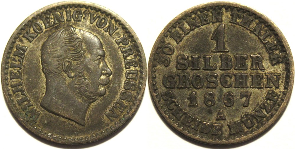 monnaies europe medievale saint empire romain germanique wilhelm i 1 groschen 1867 berlin kingdom of prussia