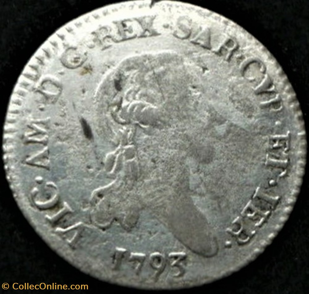 monnaies europe medievale france feodales 1793 royaume de sardaigne 7 6 soldi victor amedee iii de savoie