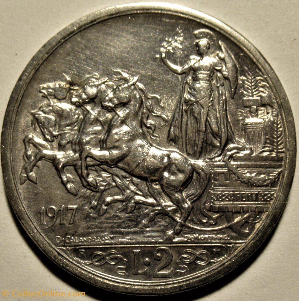 1917 Royaume d'Italie, 2 Lire, Roma - Vittorio Emanuele III 3 monnaies monde 1917 royaume italie 2 lire roma vittorio emanuele iii