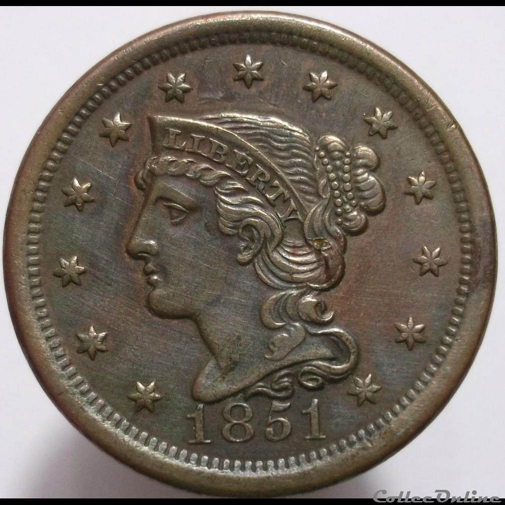 1851 One Cent monnaie monde etat uni 1851 one cent