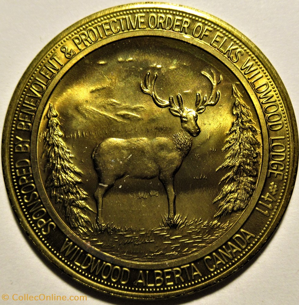 Protective Order of Elks Wildwood, Alberta - Two Dollars Token 1982 2 monnaies paranumismatique jetons poids protective order of elks wildwood alberta two dollars token 1982