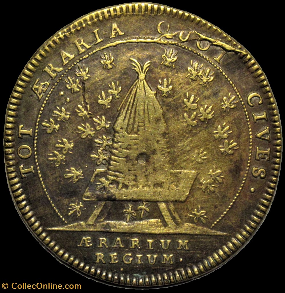 Louis XIV - C.1701, Jeton du Trésor Royal, ruche & abeilles monnaies paranumismatique jetons poids louis xiv c 1701 jeton du tresor royal ruche abeilles