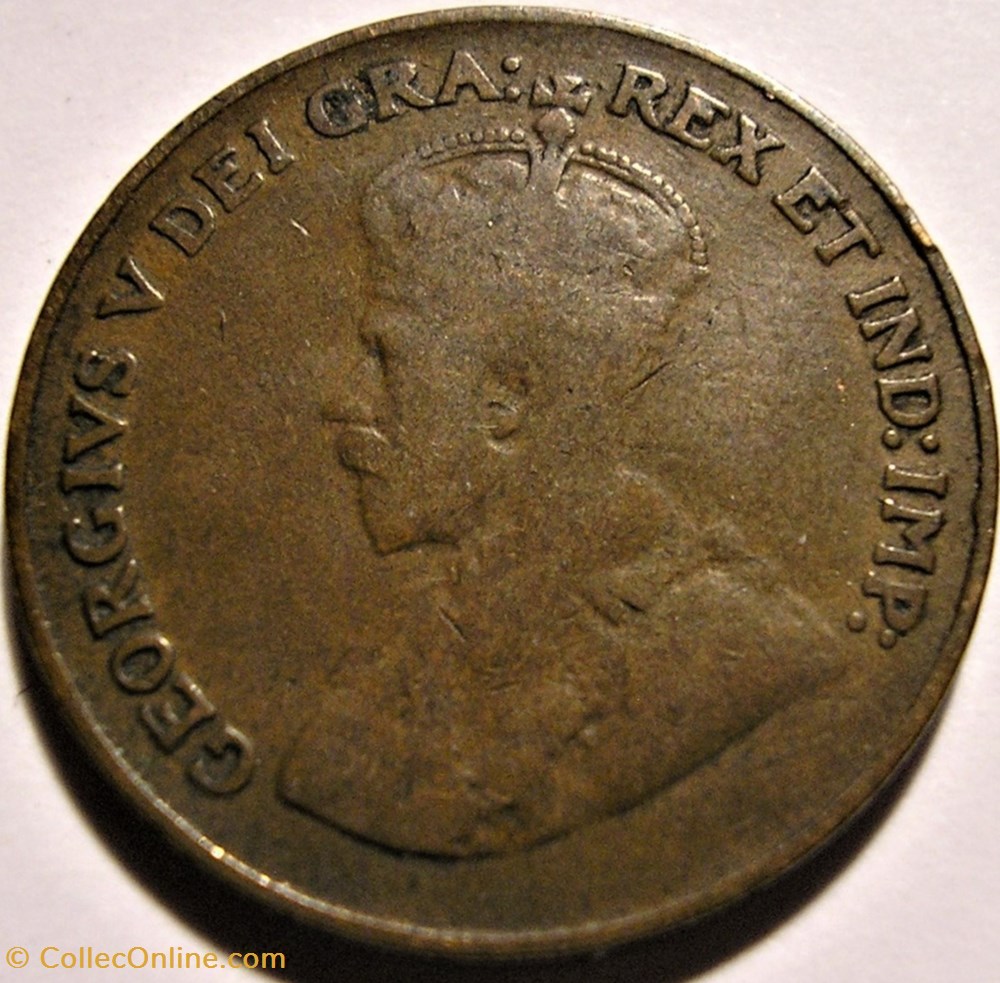 George V - 1 Cent 1921 monnaie monde canadum george v 1 cent 1921