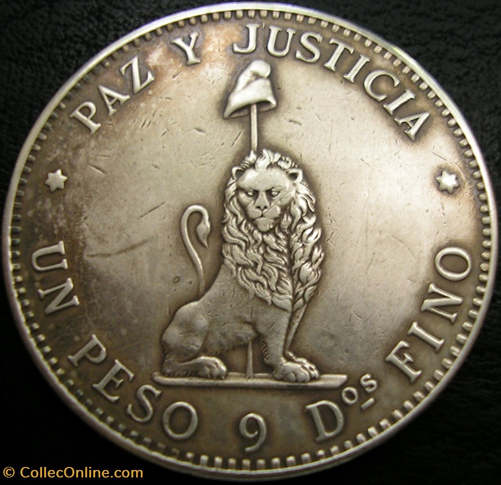 Paraguay - Un Peso 1889 3 monnaies monde paraguay un peso 1889