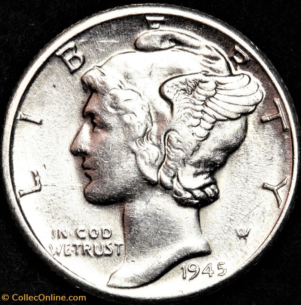 1945 Denver Dime monnaies monde etats unis 1945 denver dime