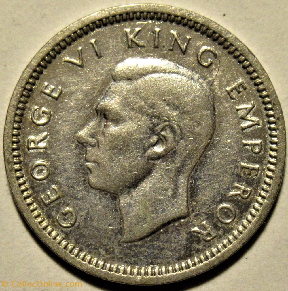 George VI - 3 Pence 1941 - New Zealand 2 monnaies monde nouvelle zelande george vi 3 pence 1941 new zealand