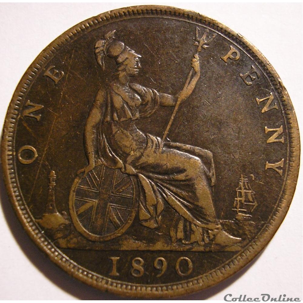 Victoria - One Penny 1890 - Kingdom of Great Britain monnaie monde royaume uni victoria one penny 1890 kingdom of great britain