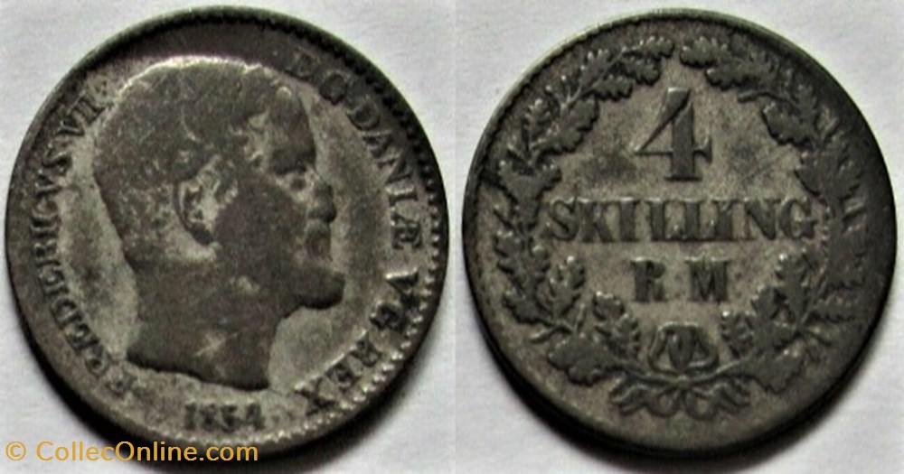 Frederik VII Denmark - 4 Skilling Rigsmønt 1854 monnaies monde danemark frederik vii denmark 4 skilling rigsm nt 1854