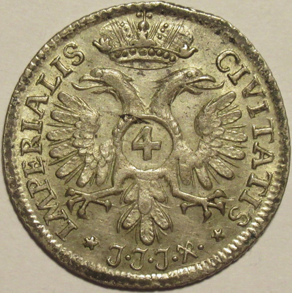 monnaies europe medievale saint empire romain germanique 1728 free hanseatic city of lubeck 4 schilling